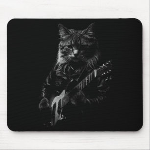 Cat Playing Guitar Rock Star Rock And Roll Men Wom Mouse Mat