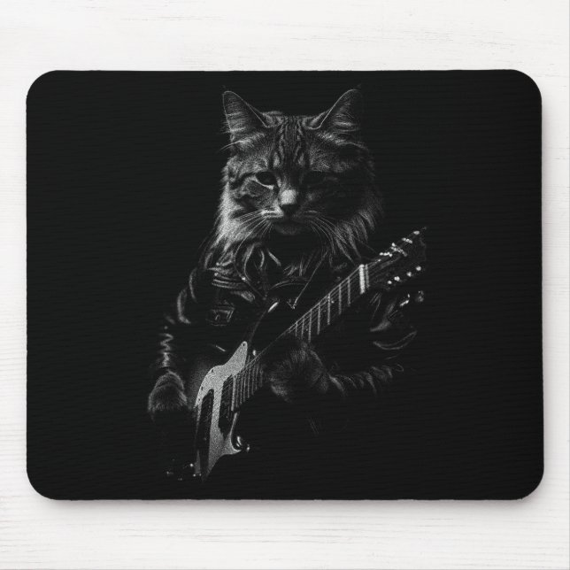 Cat Playing Guitar Rock Star Rock And Roll Men Wom Mouse Mat (Front)