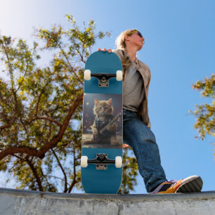CAT PLAYING GUITAR SKATEBOARD DECK