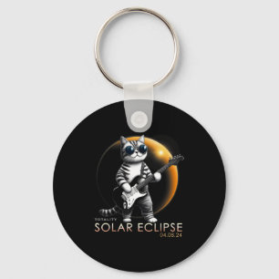 Cat Playing Guitar Total Solar Key Ring