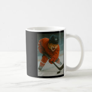 Cat Playing Hockey Coffee Mug