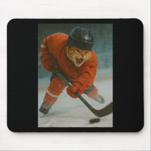 Cat Playing Hockey Mouse Mat