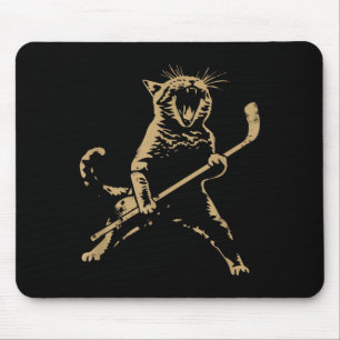 Cat Playing Ice Hockey  Mouse Mat