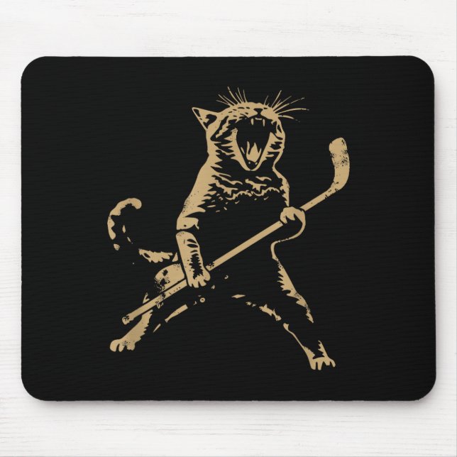 Cat Playing Ice Hockey  Mouse Mat (Front)