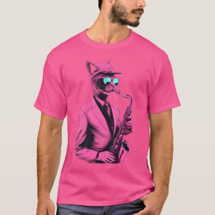 Cat Playing Jazz On Saxophone T-Shirt