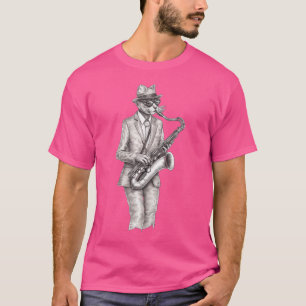 Cat Playing Jazz On Saxophone T-Shirt