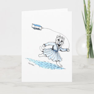 Cat Playing Kite, Louis Wain Card