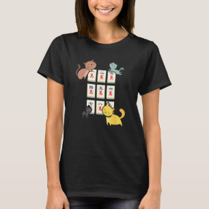 Cat Playing Mahjong Funny Players With Letters T-Shirt