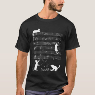 Cat Playing Music Note Clef Musician Music Women T-Shirt