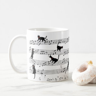 Cat Playing Note Music, Cat Music, Black Cat Gift Coffee Mug