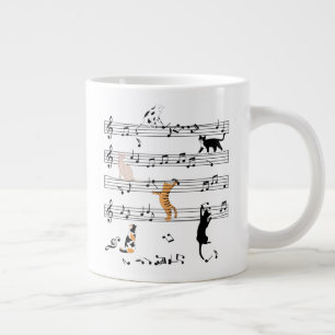 Cat Playing Note Music, Naughty Cat Gift, Cute Cat Large Coffee Mug