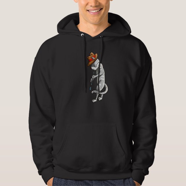 Cat Playing Oboe Cool Animal Pipe Musician Love Hoodie (Front)