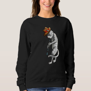 Cat Playing Oboe Cool Animal Pipe Musician Love Sweatshirt