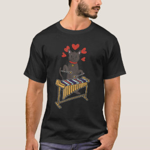 Cat Playing Percussion Musical Instrument Xylophon T-Shirt
