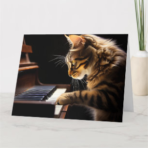CAT PLAYING PIANO BIRTHDAY CUTE GREETING CARD