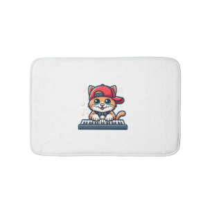 Cat Playing Piano Design for Music and Cat Lovers Bath Mat