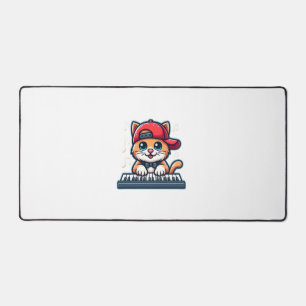 Cat Playing Piano Design for Music and Cat Lovers  Desk Mat