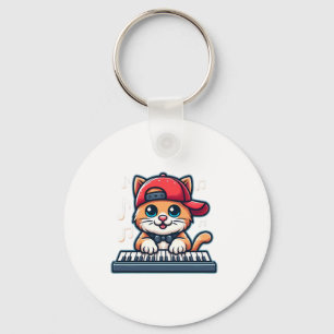 Cat Playing Piano Design for Music and Cat Lovers  Key Ring