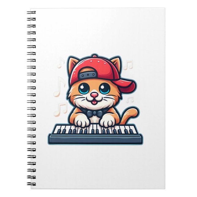 Cat Playing Piano Design for Music and Cat Lovers  Notebook (Front)