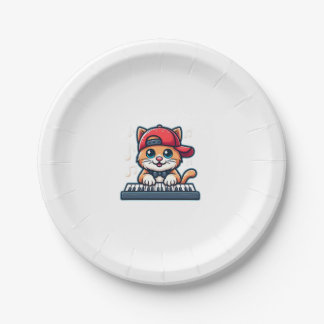 Cat Playing Piano Design for Music and Cat Lovers  Paper Plate
