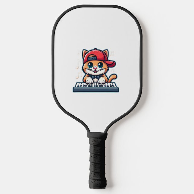Cat Playing Piano Design for Music and Cat Lovers  Pickleball Paddle (Front)