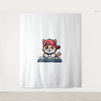 Cat Playing Piano Design for Music and Cat Lovers  Tapestry