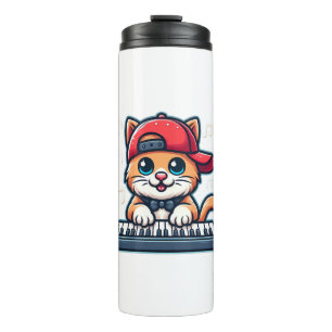 Cat Playing Piano Design for Music and Cat Lovers Thermal Tumbler