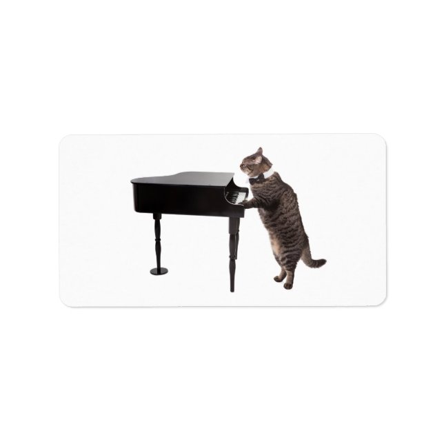 Cat Playing Piano Label (Front)