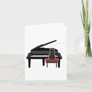 Cat Playing Piano Music Lover Funny T Shirt Card