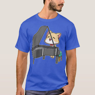 Cat Playing Piano Music Lover Kitty Cute Pets Anim T-Shirt