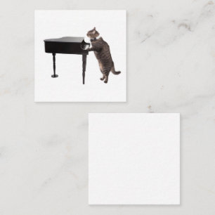 Cat Playing Piano Square Business Card
