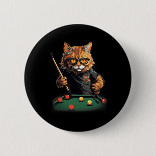 Cat Playing Pool Billiards Cool Funny Cats 6 Cm Round Badge