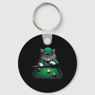 Cat Playing Pool Billiards Cool Funny Cats  Key Ring