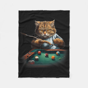 Cat Playing Pool Billiards Cool Funny Cats Men Wom Fleece Blanket