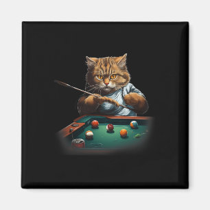 Cat Playing Pool Billiards Cool Funny Cats Men Wom Magnet