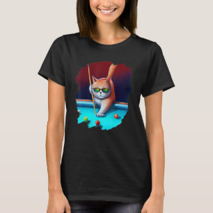 Cat Playing Pool Billiards in Lounge Cool Cats 1 T-Shirt