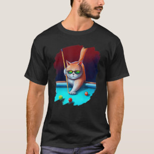 Cat Playing Pool Billiards in Lounge Cool Cats 1 T-Shirt