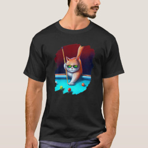 Cat Playing Pool Billiards in Lounge Cool Cats 1 T-Shirt