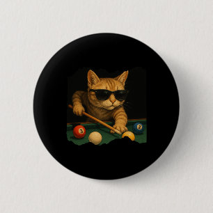 Cat Playing Pool Billiards In Lounge Cool Funny Ca 6 Cm Round Badge