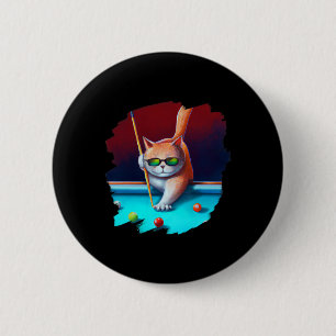 Cat Playing Pool Billiards In Lounge Cool Funny Ca 6 Cm Round Badge