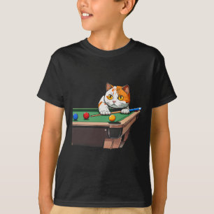 Cat Playing Pool Billiards In Lounge Cool Funny Ca T-Shirt