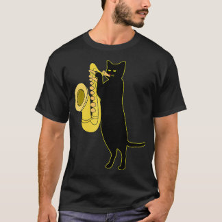 Cat Playing Saxophone   Cool Wind Instrument Sax T-Shirt