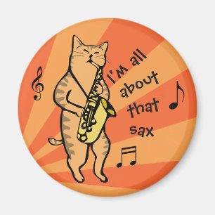 Cat Playing Saxophone Magnet