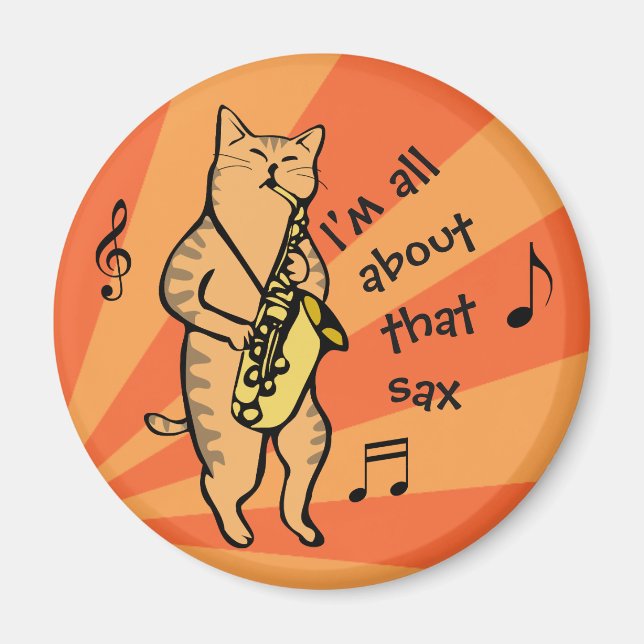 Cat Playing Saxophone Magnet (Front)