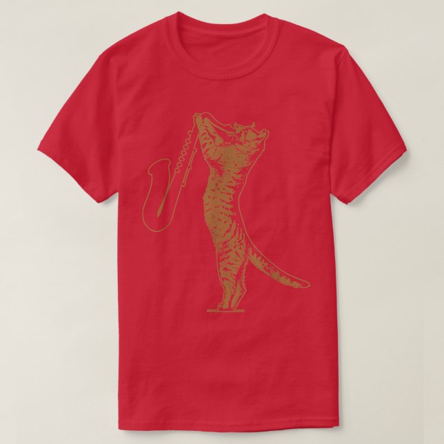 Cat Playing Saxophone Music Lover Cat Saxophonist  T-Shirt (Design Front)