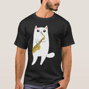 Cat Playing Saxophone Saxophonist Musician T-Shirt