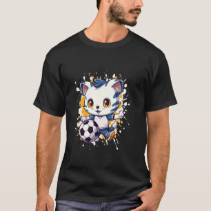 Cat Playing Soccer Comic T-Shirt