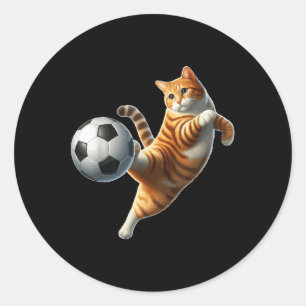 Cat Playing Soccer Costume Cat Owner Sports Lover Classic Round Sticker
