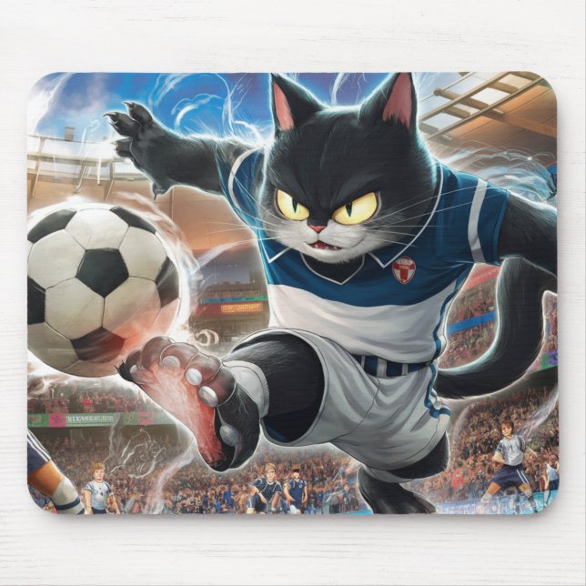 CAT PLAYING SOCCER MOUSE MAT (Front)