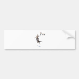 Cat Playing Tennis Bumper Sticker